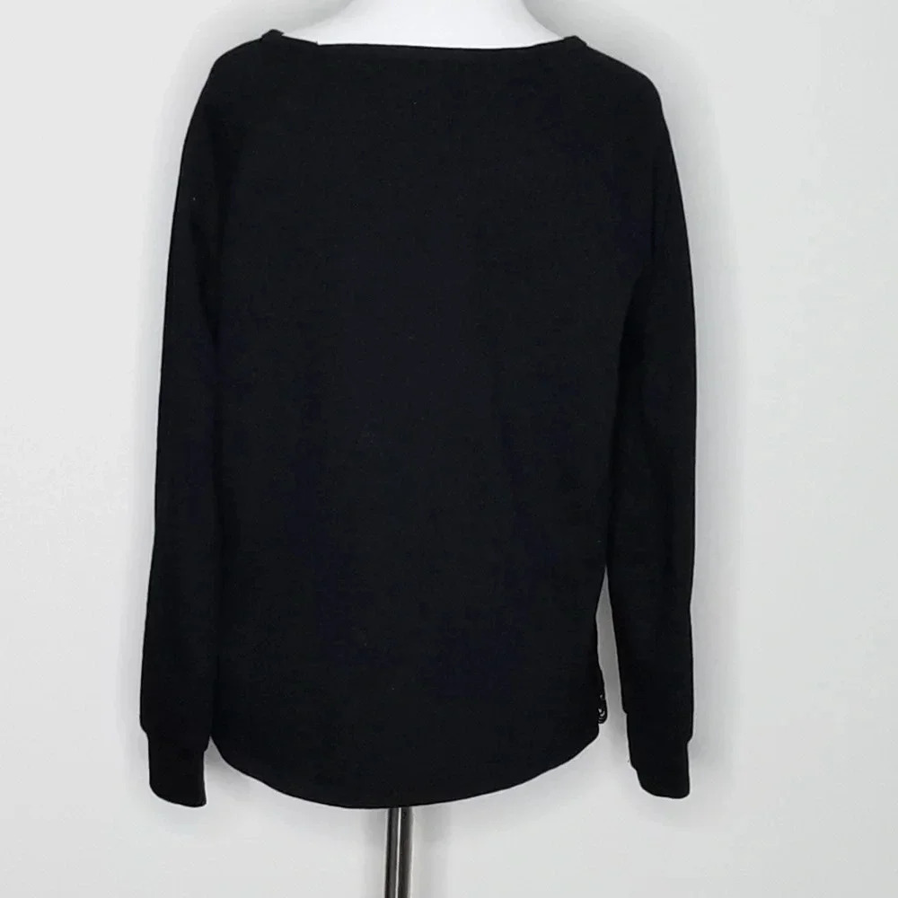 Adrianna Papell Black Lace Overlay Long Sleeve Top S - Picture 4 of 6